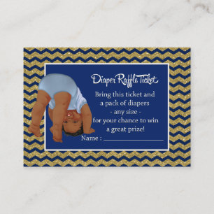 Bottoms Up Ethnic Boy Diaper Raffle Ticket Enclosure Card