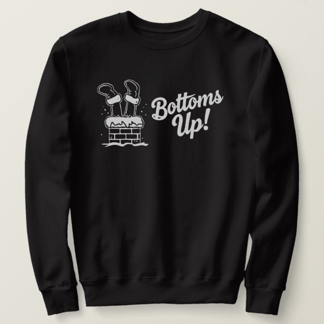 Bottoms Up Funny Santa Chimney Sweatshirt (Design Front)