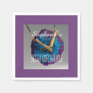 Bottoms UP Purple and Gray 90th Birthday Party Napkin