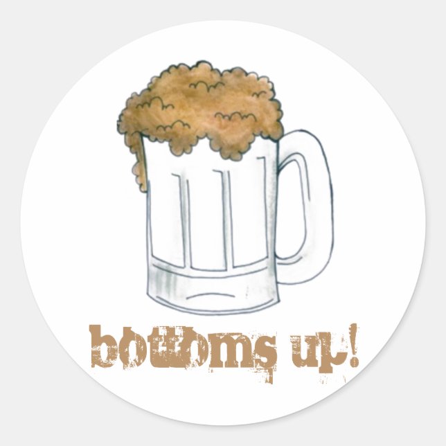 Bottoms Up! Saint Patrick's Day Beer Mug Stickers (Front)