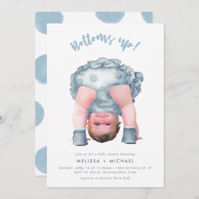 Bottoms up! (Steel blue/blonde) Invitation (Front/Back)