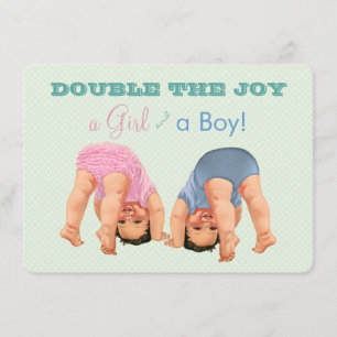 Bottoms Up Twin Baby Shower Invitation