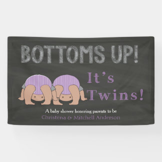 Bottoms Up Twins Baby Shower Personalised Banner