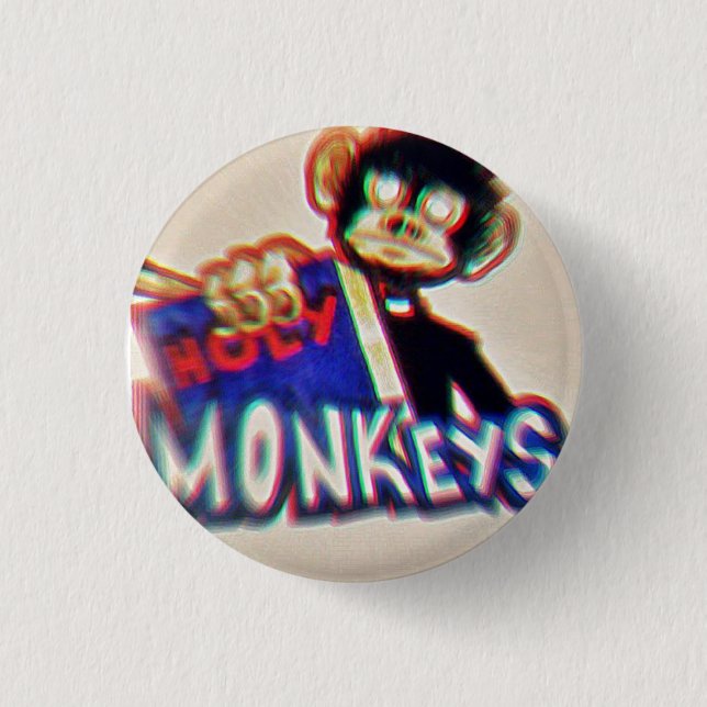 Botton Holy Monkeys 3 Cm Round Badge (Front)