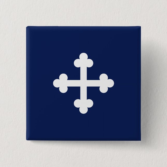 Bottony Blue Flag 15 Cm Square Badge (Front)