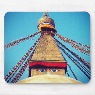 Boudhanath Stupa, Buddha Eyes, Himalayas, Nepal Mouse Pad