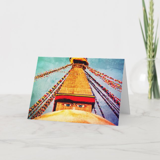 Boudhanath Stupa, Buddha Eyes, Kathmandu, Nepal  Card (Front)