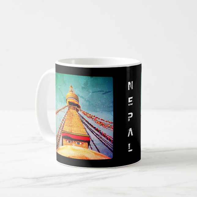 Boudhanath Stupa, Buddha Eyes, Kathmandu, Nepal Coffee Mug (Front Left)