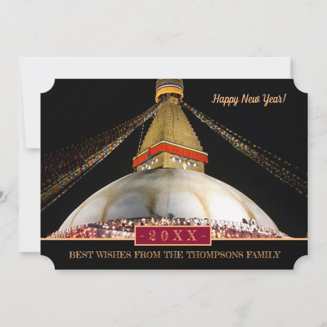 Boudhanath Stupa & Happy New Year! Card /20XX (Front)