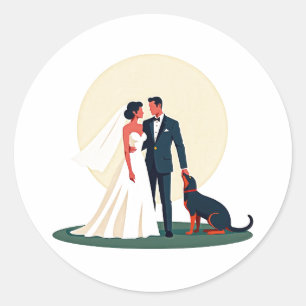 Boudoir Bride and Groom with Dog Sticker