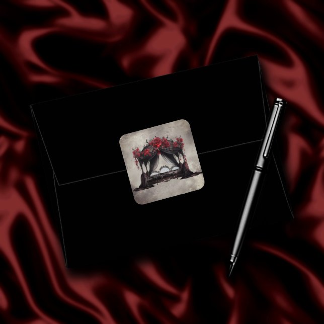 Boudoir | Canopy Scarf Old Victoran Poster Bed Square Sticker (Creator Uploaded)