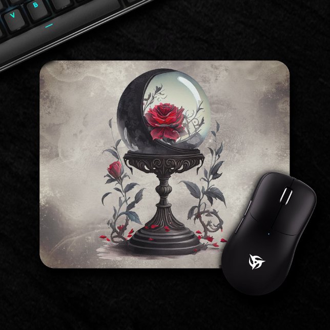 Boudoir | Crystal Ball Crescent Moon Red Roses Mouse Pad (Creator Uploaded)