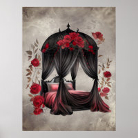 Boudoir | Scarf Canopy Old Antique Poster Bed