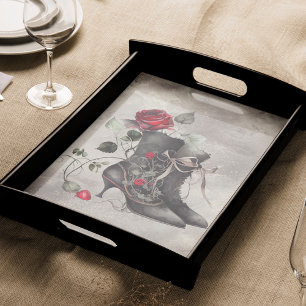 Boudoir Victorian Antique Red Rose Dress Booties Tissue Paper