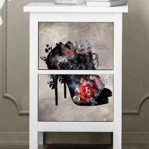 Boudoir   Victorian Old Red Roses High Heel Boots Tissue Paper