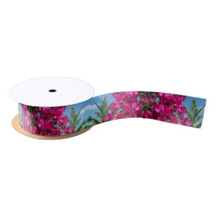 Bougainvillea and Palm Tree Satin Ribbon