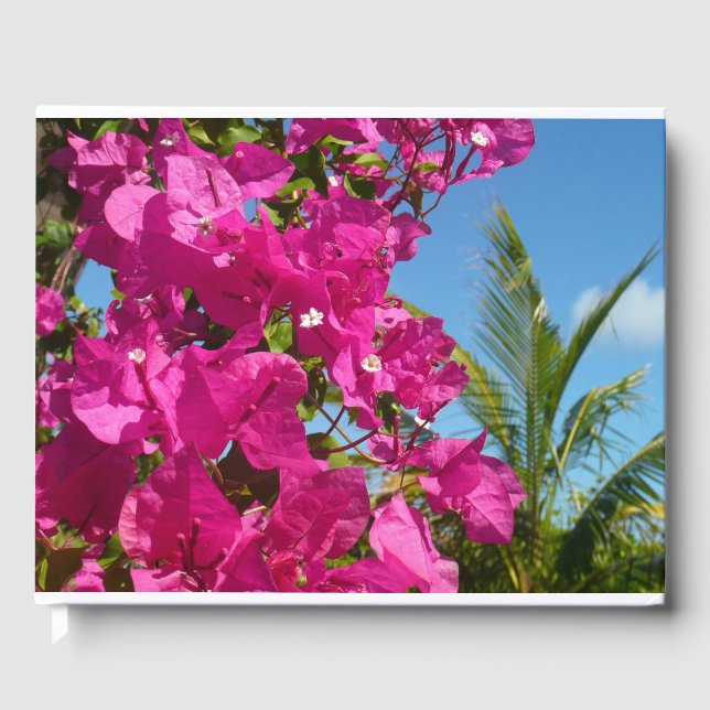 Bougainvillea and Palm Tree Tropical Nature Scene Guest Book (Front)
