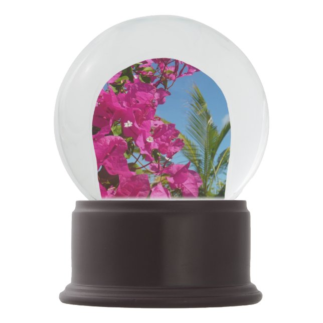 Bougainvillea and Palm Tree Tropical Nature Scene Snow Globe (Back)