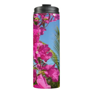 Bougainvillea and Palm Tree Tropical Nature Scene Thermal Tumbler