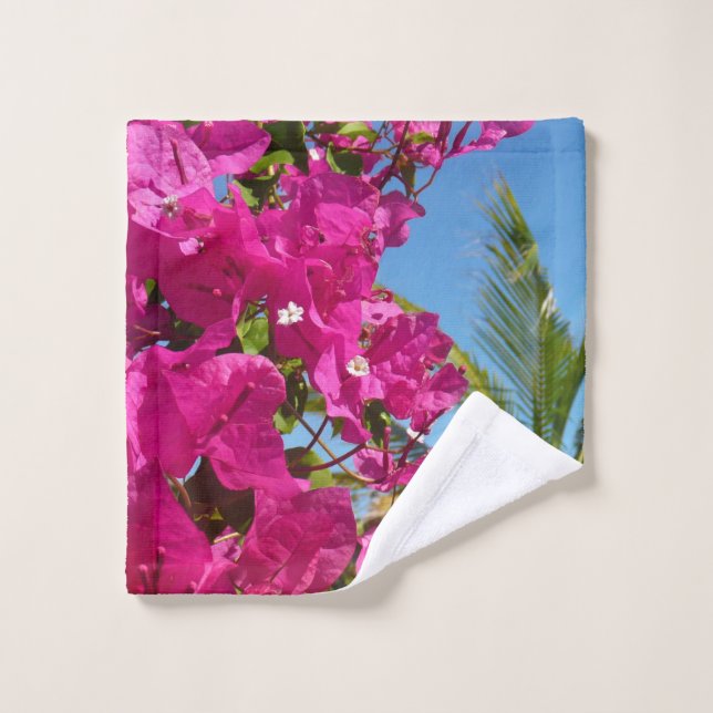 Bougainvillea and Palm Tree Tropical Nature Scene Wash Cloth (Wash Cloth)