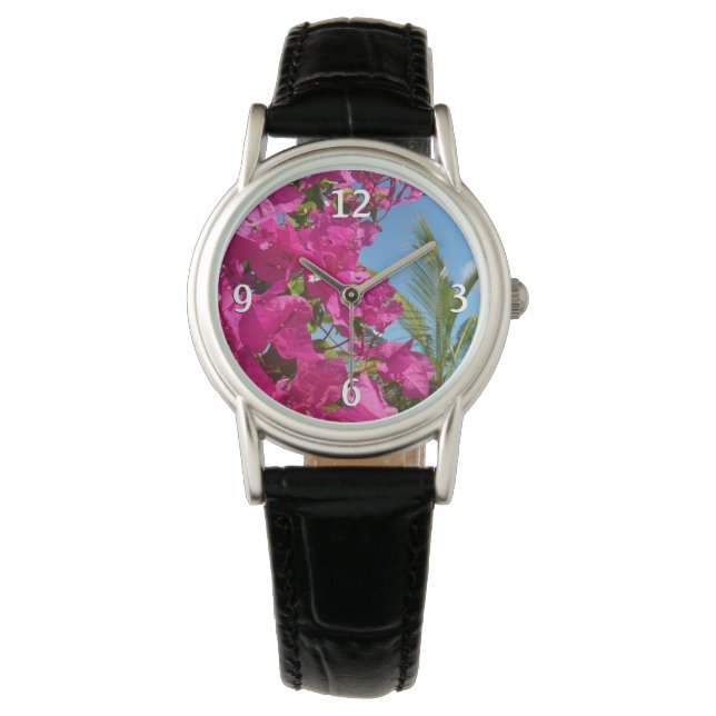 Bougainvillea and Palm Tree Tropical Nature Scene Watch (Front)