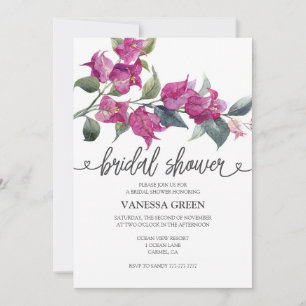 Bougainvillea Bridal Shower Invitation 2 QR Codes