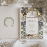 Bougainvillea Burgundy Blue Wedding Art Nouveau