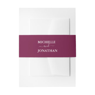 Bougainvillea Burgundy Wedding  Invitation Belly B Band