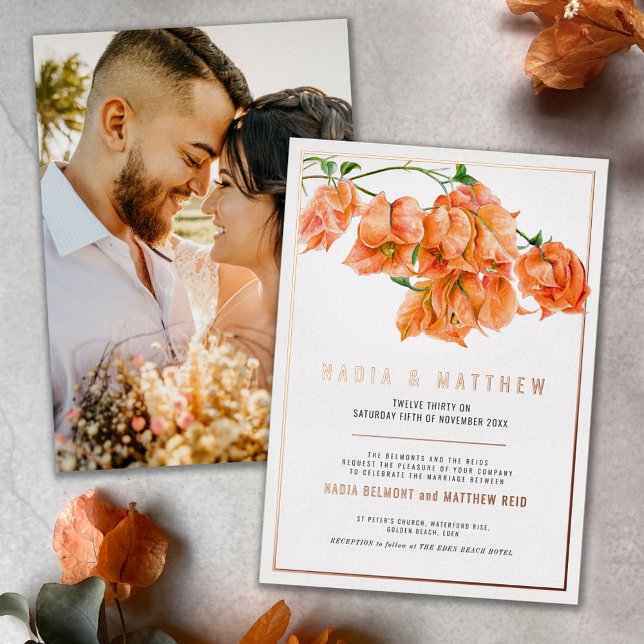 Bougainvillea coral orange watercolor wedding (Creator Uploaded)