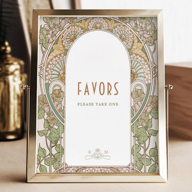 Bougainvillea Favours Sign Guests Vintage Mucha (Creator Uploaded)
