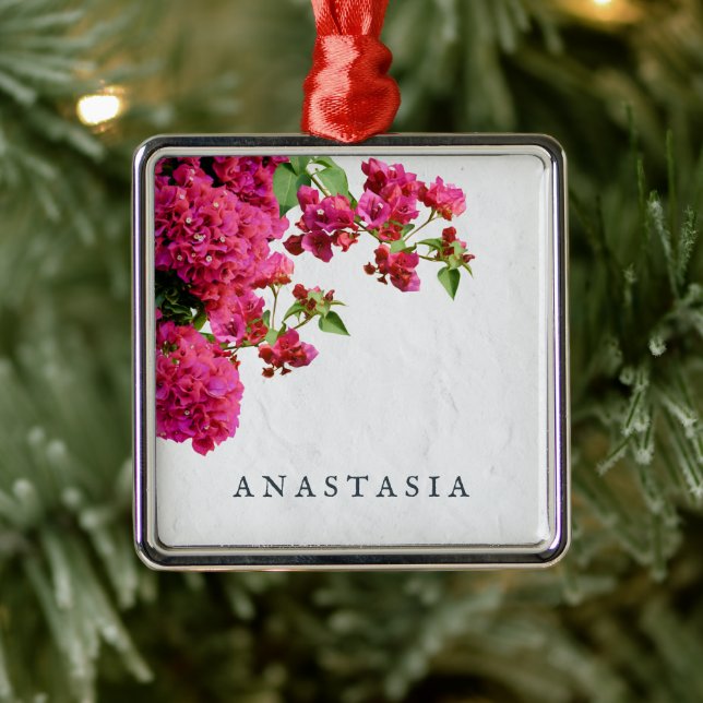 Bougainvillea Floral Mediterranean Greek Island  Metal Ornament (Tree)