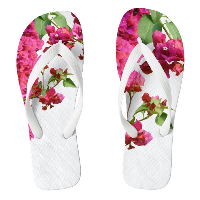 Bougainvillea Floral Mediterranean Greek Island  Thongs (Footbed)