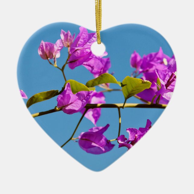 Bougainvillea Flowers Ceramic Tree Decoration (Front)
