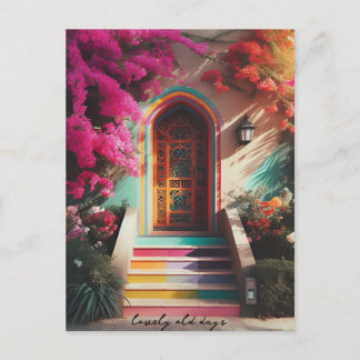 bougainvillea flowers retro shot postcard