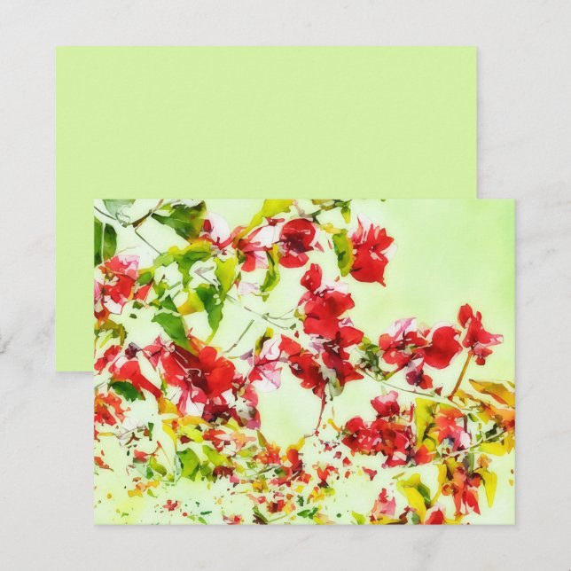 Bougainvillea Flowers Vine Art Note Card Set (Front/Back)