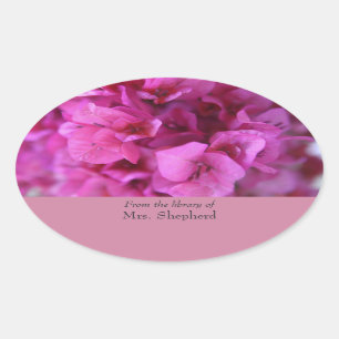 Bougainvillea full bookplate oval sticker