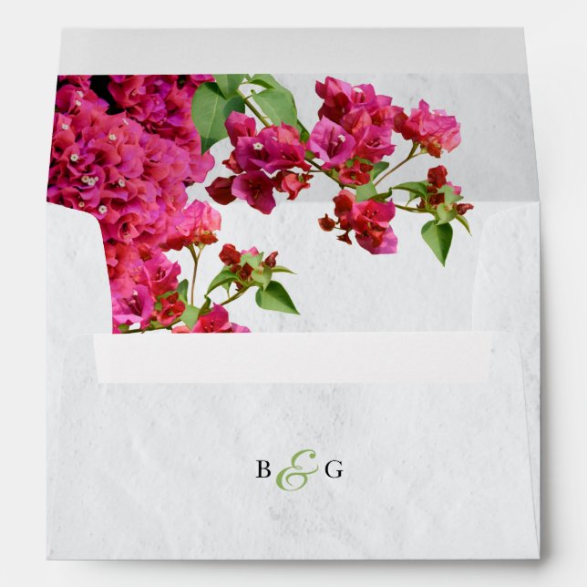 Bougainvillea Greece 5x7 Wedding Invitation Envelope (Back (Bottom))
