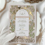 Bougainvillea Green Gold Wedding Art Nouveau Mucha<br><div class="desc">Art Nouveau Vintage Floral Green & Gold Wedding Invitations by Alphonse Mucha in a romantic and whimsical design using Real Gold Foil. Victorian flourishes complement classic art deco fonts. Please enter your custom information, and you're done. If you wish to change the design further, simply click the blue "Customise It"...</div>
