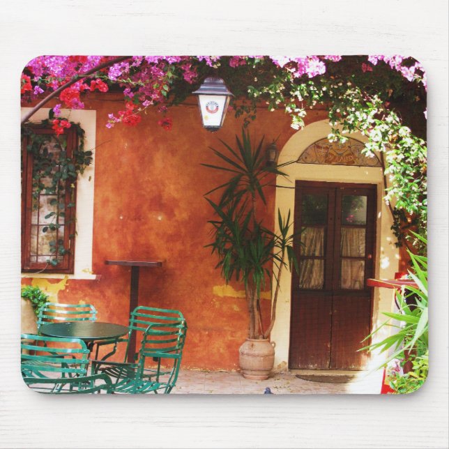 Bougainvillea growing outside a house, Mykonos, Gr Mouse Pad (Front)