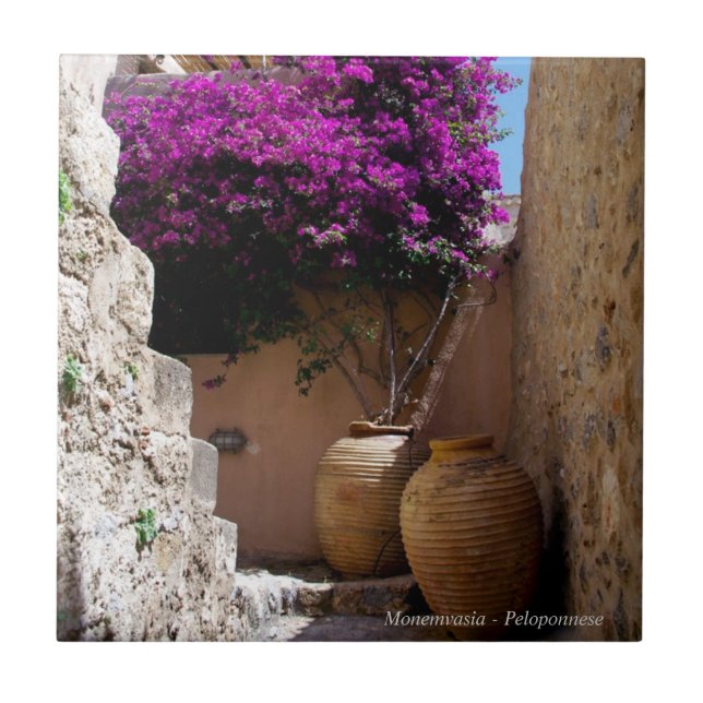 Bougainvillea in amphorah ceramic tile (Front)