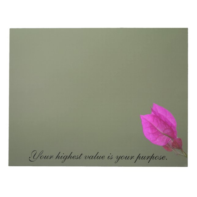Bougainvillea Inspirational Purpose Quote Notepad (Front)