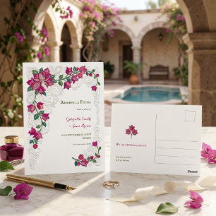 Bougainvillea Lace Art Nouveau Reserva la Fecha  Postcard