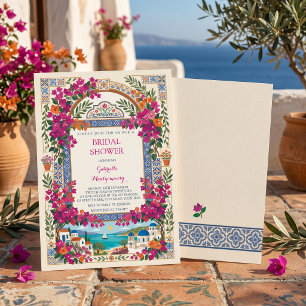 Bougainvillea Mediterranean Greek Bridal Shower Invitation