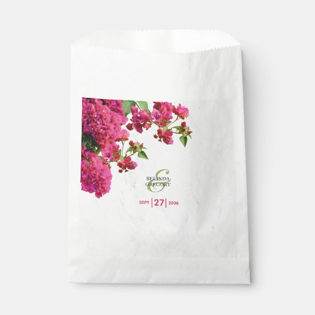 Bougainvillea Mediterranean Greek Island Wedding   Favour Bag (Front)