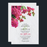 Bougainvillea Mediterranean Greek Island Wedding Invitation<br><div class="desc">A beautiful design with rustic floral Bougainvillea and leaves on a Mediterranean style Greek Island white wash wall. An elegant wedding Bougainvillea flower design perfect for Greek Island and Mediterranean style weddings. The reverse of the card showcases a minimalist monogram. Matching wedding stationery items and other wedding invite formats are...</div>