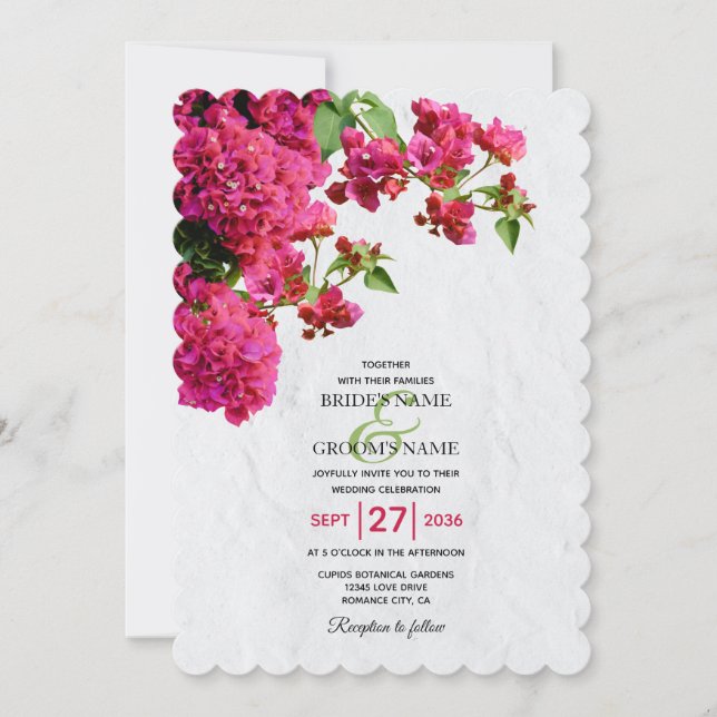 Bougainvillea Mediterranean Greek Island Wedding  Invitation (Front)