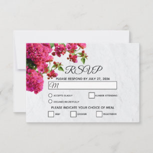 Bougainvillea Mediterranean Greek Island Wedding  RSVP Card