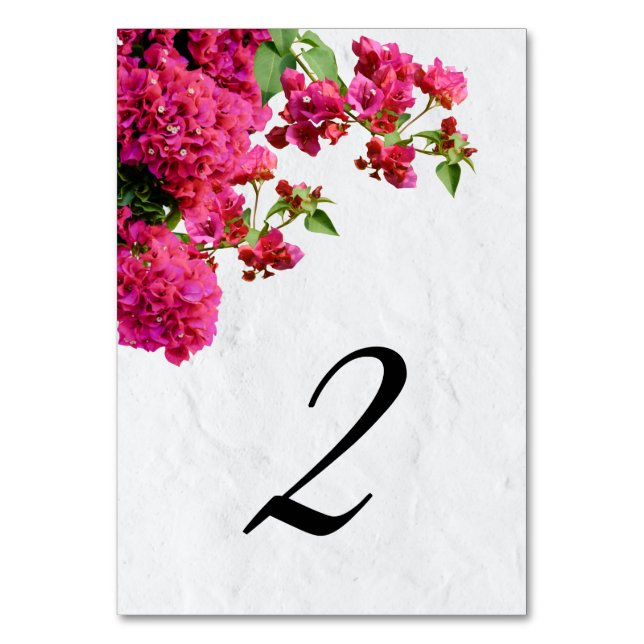 Bougainvillea Mediterranean Greek Island Wedding  Table Number (Front)