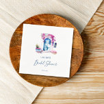 Bougainvillea Mediterranean themed bridal shower Napkin<br><div class="desc">Bougainvillea blue and white Mediterranean themed bridal shower personalised tableware template napkins</div>