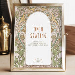 Bougainvillea Open Seating Sign Vintage Retro<br><div class="desc">This beautiful "Open Seating" sign is the perfect way to guide your guests at your special event. Inspired by Art Nouveau and Alphonse Mucha, the sign features a stunning, flowing design that will add a touch of elegance to your event. The sign reads "Open Seating" and is perfect for weddings,...</div>